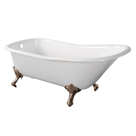 Aqua Eden Clawfoot Bathtubs, 66.56 L, 29.5 W, White/Brushed Nickel, Cast Iron VCTND6630NF8